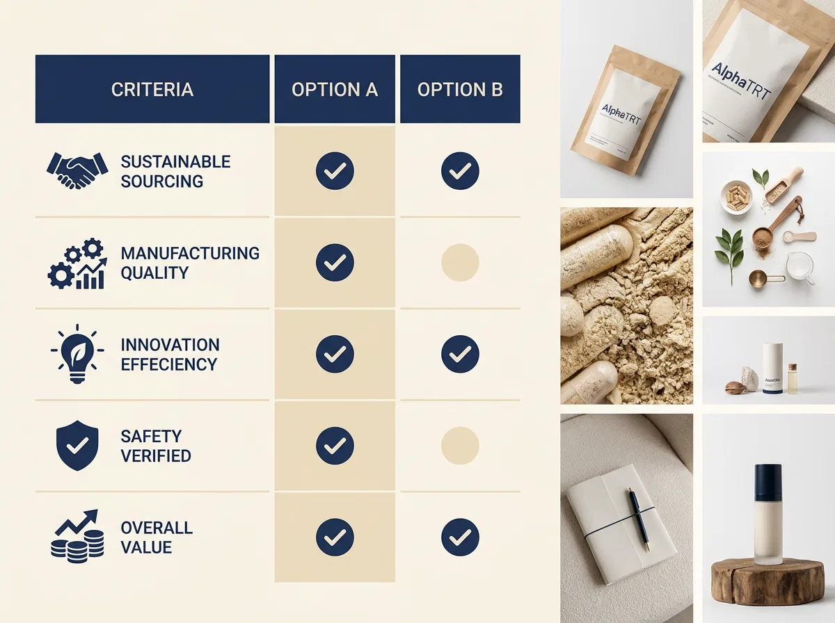 Vergelijkingsoverzicht voedingssupplementen voor actieve mannen - criteria checklist